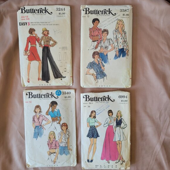Vintage 60’s & 70’s Butterick Sewing Patterns Lot of 4.  Jr./Teen/Miss Bottoms, - Picture 1 of 6